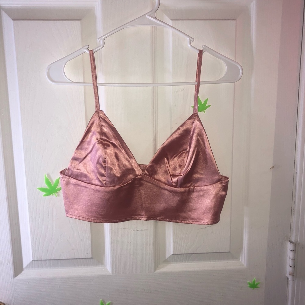 pink satin crop top